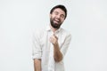 Portrait of a young man pointing his finger at you Royalty Free Stock Photo