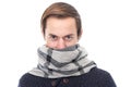 Portrait of a young man with scarf covering face Royalty Free Stock Photo