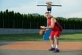 Portrait of young man street basket player