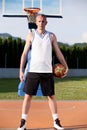 Portrait of young man street basket player Royalty Free Stock Photo