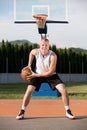 Portrait of young man street basket player Royalty Free Stock Photo