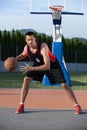 Portrait of young man street basket player Royalty Free Stock Photo