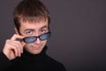 Portrait of young man wearing glasses