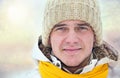 Portrait of young man in winter