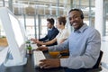 Portrait of young man working in a call centre Royalty Free Stock Photo