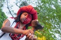 Portrait of a young Mayan woman with copalera Royalty Free Stock Photo