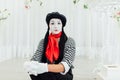 Portrait of young mime girl with black hat Royalty Free Stock Photo