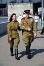 Portrait of young people in military uniform Royalty Free Stock Photo