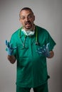 Portrait of a young physician shouting Royalty Free Stock Photo