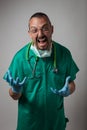 Portrait of a young physician shouting Royalty Free Stock Photo
