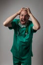 Portrait of a young physician shouting Royalty Free Stock Photo