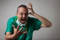 Portrait of a young physician shouting Royalty Free Stock Photo