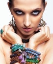 Portrait of young pretty woman with bijouterie Royalty Free Stock Photo