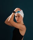 Portrait of a young professional female swimmer Royalty Free Stock Photo