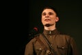 portrait of a young Russian soldier, poet, hero. the play stronger than death there is only life