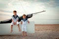 Portrait of young sailors near yacht Royalty Free Stock Photo