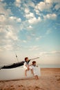 Portrait of young sailors near yacht Royalty Free Stock Photo