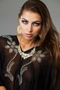 Portrait of the young woman in black tunic Arabic Royalty Free Stock Photo