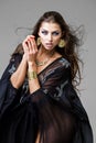Portrait of the young woman in black tunic Arabic Royalty Free Stock Photo