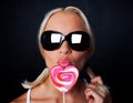 Portrait of young woman with her candy Royalty Free Stock Photo