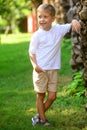Portrait of young smiling boy in outdoors Royalty Free Stock Photo