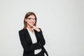 Portrait of young smiling businesswoman in suit Royalty Free Stock Photo