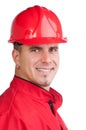 Portrait of young smiling fireman Royalty Free Stock Photo