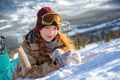 Portrait of young snowboarder girl Royalty Free Stock Photo