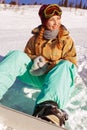 Portrait of young snowboarder girl Royalty Free Stock Photo