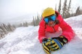 Portrait of young snowboarder girl Royalty Free Stock Photo