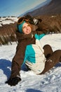 Portrait of young snowboarder girl Royalty Free Stock Photo