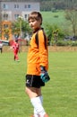 Portrait of young soccer goalkeeper who is looking to the camera