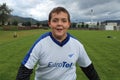 Portrait of young soccer player who enjoyed the game Royalty Free Stock Photo