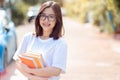 Portrait of young student asian woman wearing braces beauty smile with white teeth Royalty Free Stock Photo