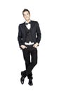 Portrait of young stylish man in tuxedo