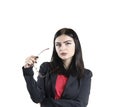 Portrait of a young success businesswoman person, joywearing glasses, portrait Royalty Free Stock Photo