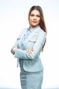 Portrait of young successful business woman. White background Royalty Free Stock Photo