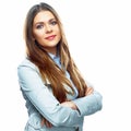 Portrait of young successful business woman. White background Royalty Free Stock Photo