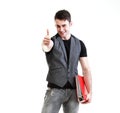 Portrait of young, successful, happy male student Isolated Royalty Free Stock Photo