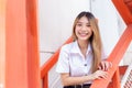 Portrait of young Thai student in university student uniform. Royalty Free Stock Photo