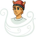 Portrait of young viking cartoon character