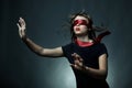 Portrait of the young woman blindfold Royalty Free Stock Photo