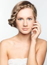 Portrait of young woman with braid hairdo Royalty Free Stock Photo