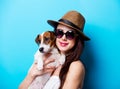 Portrait of the young woman with dog Royalty Free Stock Photo
