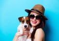 Portrait of the young woman with dog Royalty Free Stock Photo