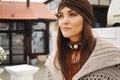 Portrait of a young woman dressed in fashion hat and boho style accessories Royalty Free Stock Photo