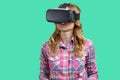 Portrait of a young woman enjoying vr experience. Royalty Free Stock Photo