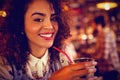 Portrait of young woman having a cocktail drink Royalty Free Stock Photo