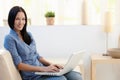 Portrait of young woman with laptop Royalty Free Stock Photo