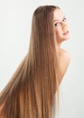 Portrait of young woman with long hair